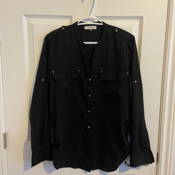 Calvin Klein roll-sleeve blouse - Picture 2 of 6